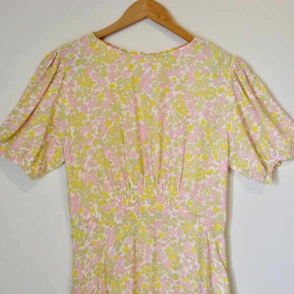 Faithful The Brand Beline Midi Dress Ida Floral Print Pink Yellow Flowy Medium - Picture 4 of 16